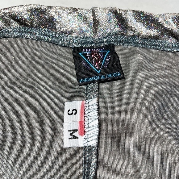Freedom Rave Wear Holographic Gray Brazilian Bottom Festival Shorts - Picture 3 of 3